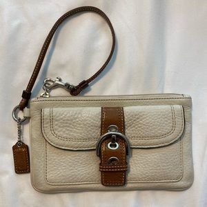 White leather Coach wristlet